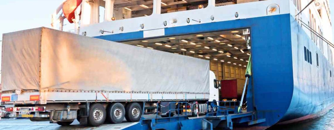 RoRo roll-on roll-off shipping — vehicles driven onto a specialised car carrier vessel